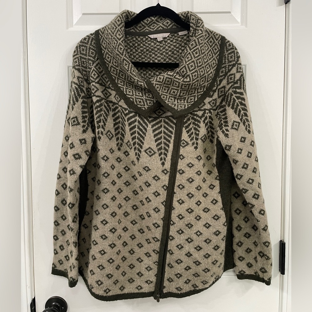 Royal Robbins Wool Blend Sweater Full Zip Cowl Neck Women's Size L